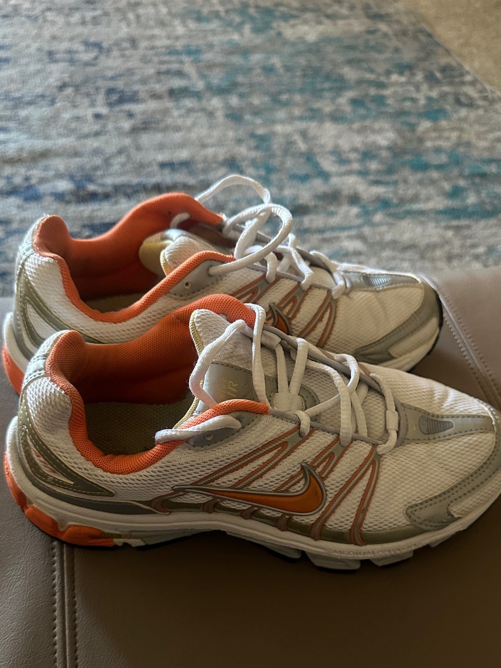 Nike Women's White and Orange Athletic Running Shoes